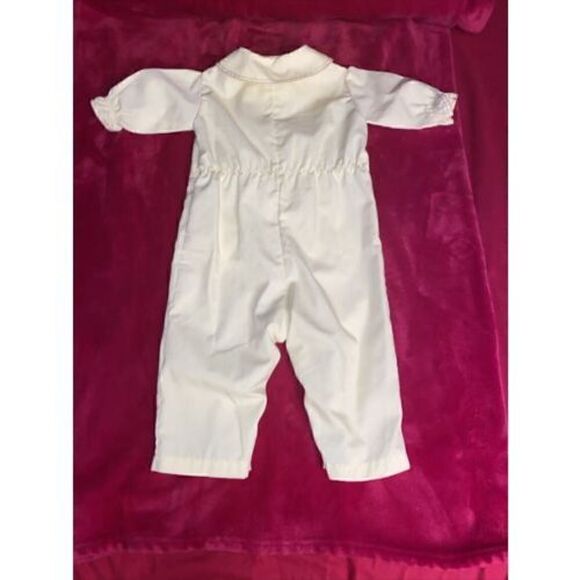 Vtg Yellow Bunny Rabbit Embroidered Coveralls Jumpsuit One Piece  Sz12-18 Months - Picture 9 of 12